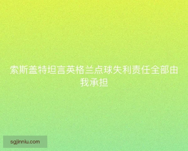 索斯盖特坦言英格兰点球失利责任全部由我承担
