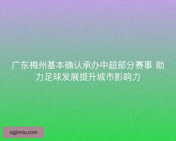 广东梅州基本确认承办中超部分赛事 助力足球发展提升城市影响力