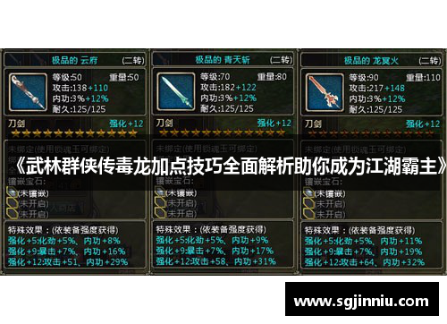 《武林群侠传毒龙加点技巧全面解析助你成为江湖霸主》
